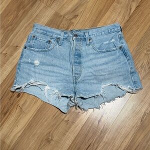 Levi's Light Blue Distressed Jean Shorts